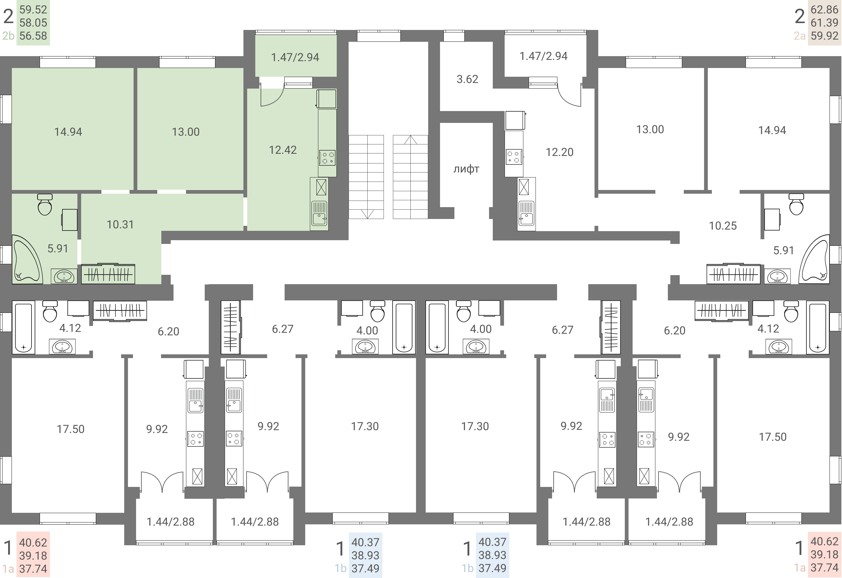 План 2-5 этажей